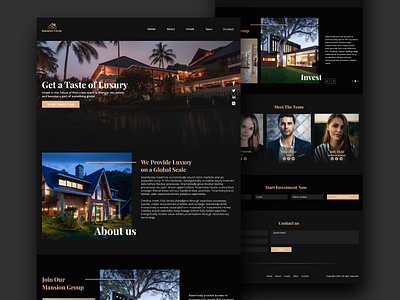 Mansion Landing Page Design black theme branding design house property landing page manion landing page property website real esate ui user interface website design