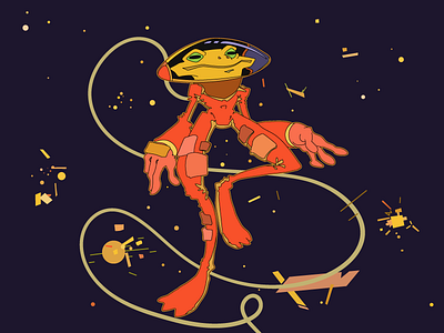 Space Frog frog illustration poster scifi space surreal vector