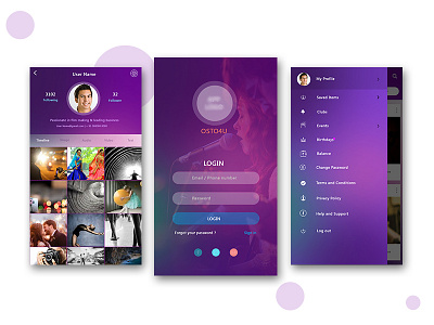 social network Application (mockup) mobile ui ux design