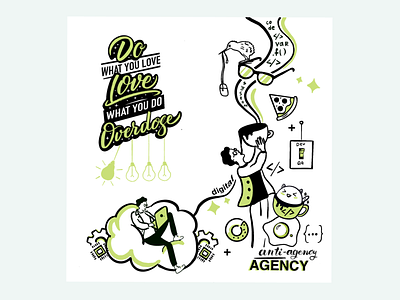 Anti-agency agency mural art branding illustration mural sketching
