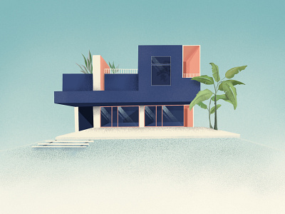 Villa Illustrativa architecture banana leaf conceptual hotel illustration mansion minimalism procreate urban art urban sketching villa