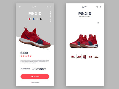 Nike Shoe product Page