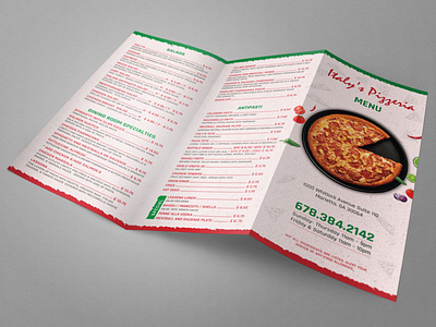 Trifold Italian Menu brochure fast food food food menu italian italian food italian restaurant menu menu card trifold brochure