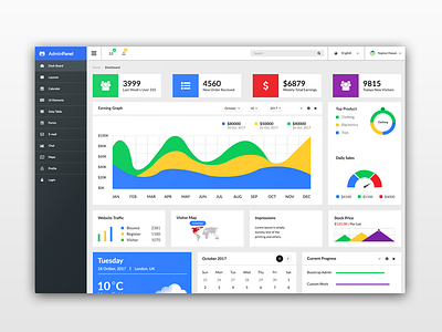 Dashboard UI admin app clean colorful customizable dashboard interface sketch ui useful ux web