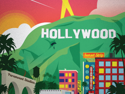 Hollywood Poster art hollywood illustration la poster travel vintage wip
