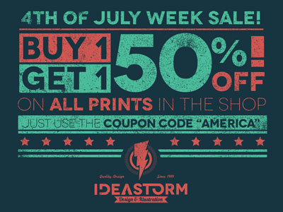July4th Ad ad ideastorm posters prints sale store typography