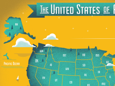 USA Map art ideastorm illustration map poster retro usa vintage