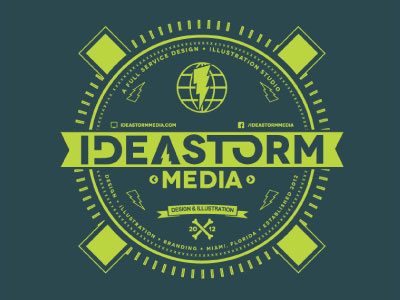 IdeaStorm Media Tee advertising art branding color design emblem feedback ideastorm illustration logo t shirt tee
