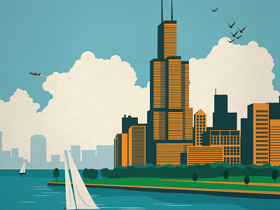 Chicago Vintage Poster Print art chicago ideastorm illustration poster vector vintage windycity