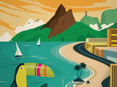 Vintage Rio Poster america art beach brazil copacobana illustration poster rio south