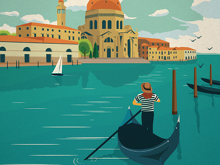 Vintage Venice Travel Poster by Alex Asfour on Dribbble