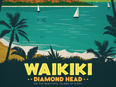 Waikiki Poster Update art hawaii ideastorm illustration poster retro travel update vintage waikiki