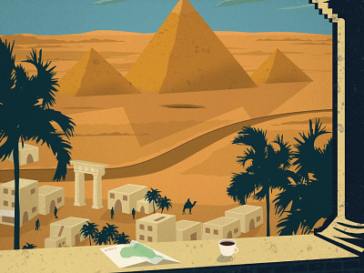 Vintage Cairo Poster art cairo design egypt illustration map poster pyramids travel vintage