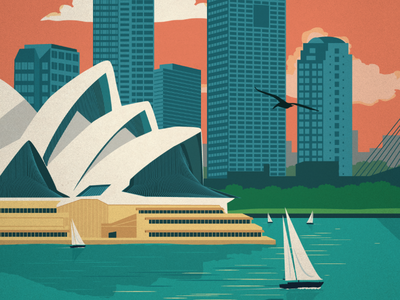 Vintage Sydney Poster art australia design harbor house illustration opera poster sydney