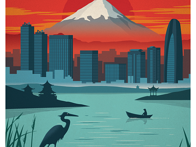 Vintage Tokyo Poster by Dribbble