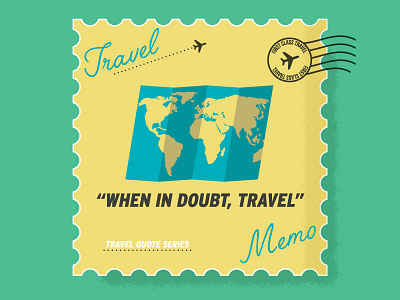 Travel Memo - 2 design globe illustration map poster quote simple stamp vector