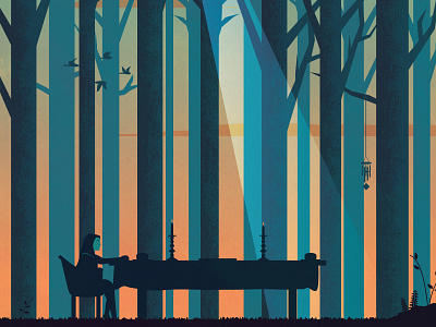 Short Film Poster dark design forest girl illustration minimal moody poster simple vector vintage woods