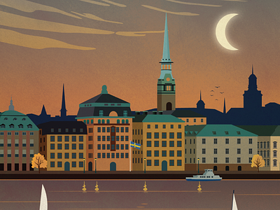 Vintage Stockholm Poster design illustration poster stockholm sweden travel poster vector