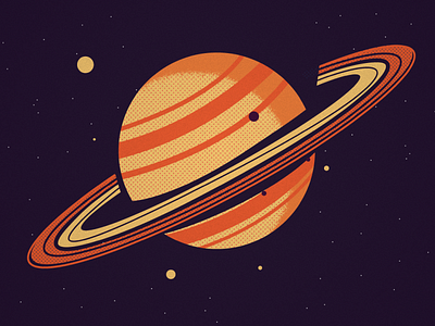 Saturn design halftones illustration moons planet rings saturn space stars