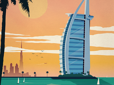 Dubai Poster al arab burj design dubai emrites illustration landmark poster united vintage