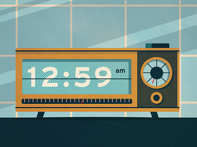 Always up late! alarm clock design halftones illustration retro simple texture vintage