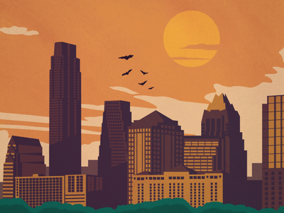 Austin Poster austin design illustration landscape skyline southwest sxsw texas vintage