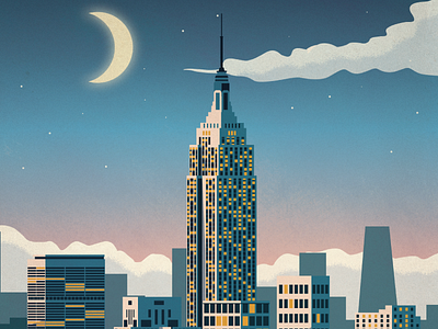 New York City Poster design empire state building illustration manhattan moon new york city nyc poster skyline