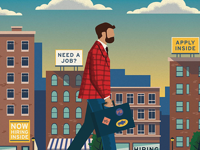 Minneapolis Star Tribune - Top Workplaces Cover business man character city editorial illustration jobs paul bunyon street work