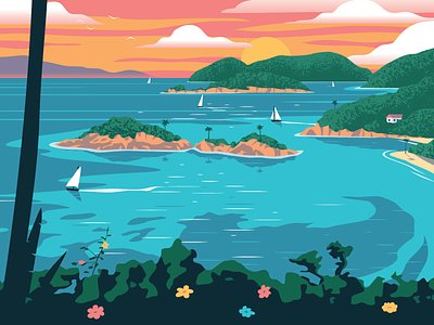 Virgin Islands National Park Poster art design illustration landscape national park poster travel vector virgin islands