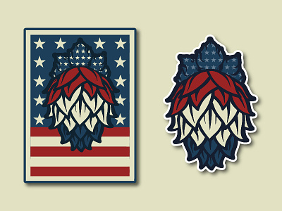 Patriotic Hops america beer craft beer design freedom hops illustration illustrator logo patriot usa vector