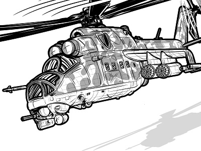 MI-24 Helicopter Illustration choppa helicopter illustration illustrator mi24 vector vector art vector illustration wacom
