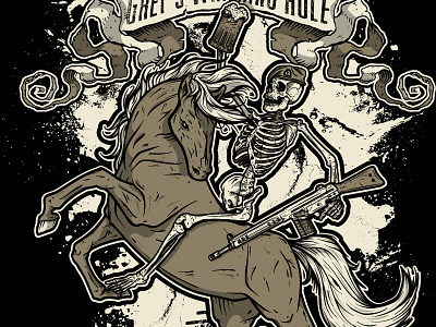 Grey's Scouts Army Illustration adobe beer drawing horse illustration illustrator skull vector vector art wacom