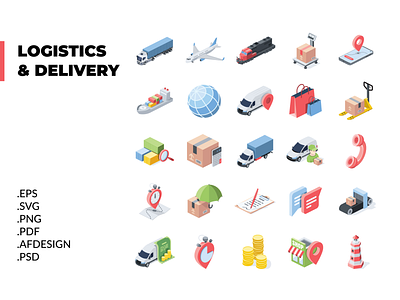 Logistics and delivery 3d concept creative flat icons idea illustration isometric icons vector web