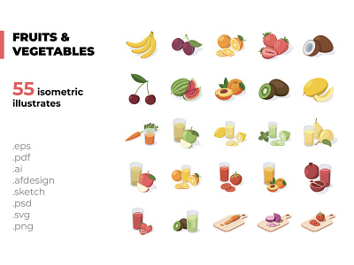 Fruits & vegetables 3d concept creative flat icons idea illustration isometric isometric art isometric design isometric icons isometric illustration