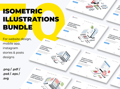 Isometric illustrations Bundle graphic design icon bundle
