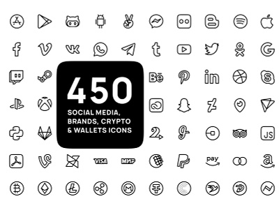 Popular Social media, Brands, Payment systems, Crypto and wallet application icons cryptocurrencies icon bundle instagram icons line art line icons logo logotype payment icon payment methods social social media social media icons system thin line wallets
