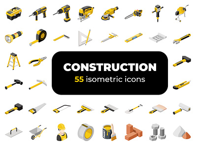 Construction isometric icons icon bundle icons isometric