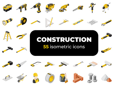 Construction isometric icons
