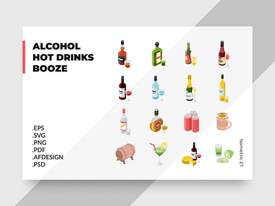 Alcohol icons set