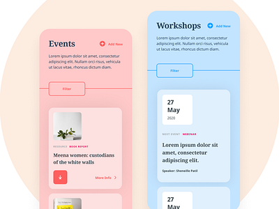 Content Type - Mobile Screens colorful content type design events mobile ui project resources stories story ui ux webinar