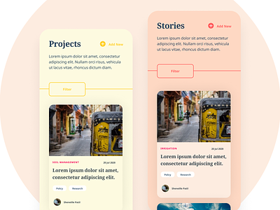 Projects and Stories content content design mobile ui webdesign
