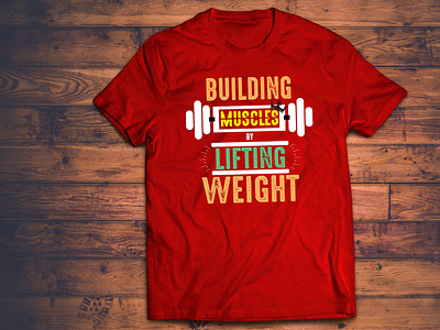 Building Muscles_Red gym hardwork illustration lifting motivation tshirt design weight