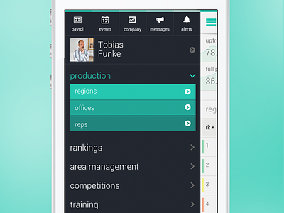 New "Insider" Menu Design color green insider iphone menu slide out vivint web app