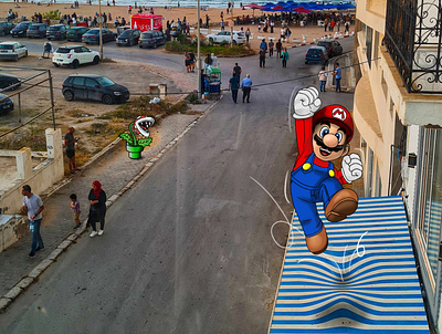 Mario jumping in La Marsa - Tunisia anime apple art artwork canvas digital digital art digital drawing drawing illustration ipad mario pencil photography