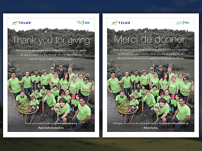 TELUS CSR Thank You Posters (bilingual) corporate english graphic helvetica photography poster poster. french saturation