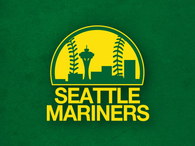 Seattle Sports Mashup baseball basketball brand funny green logo mariners mlb monochrome nba old school yellow retro seattle sonics sports supersonics vintage