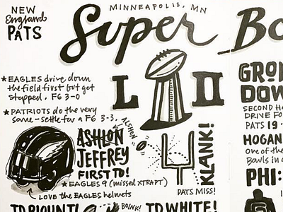 Sketchnote: Super Bowl LII - Patriots vs. Eagles football sketchnote super bowl