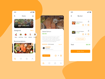 Healthy Food App app application branding clean ui design designs food app icon ios logo order app ui ux web