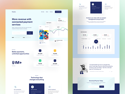 Fintech landing page: homepage 2021 trend clean ui fin tech financial homepage landign page minimal payment website popular design productdesign saas trendy design typography ui userinterface ux visual design web design website website design