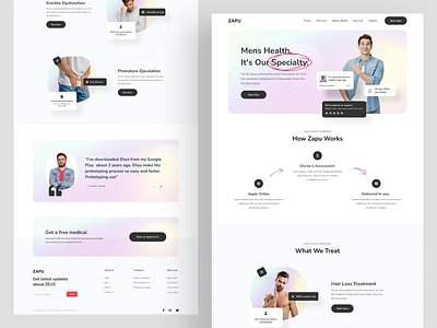 Men's Health Landing Page care health service healthcare landing page men health men treatment minimal ui design ux design web ui website